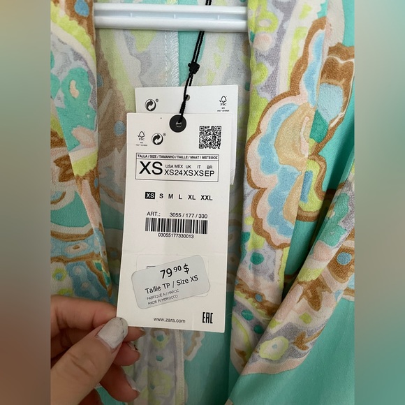 Zara Printed Bow Tie Kimono - Picture 6 of 7